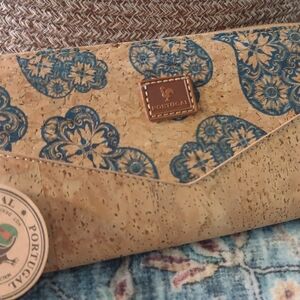 Cork Envelope Clutch with Blue Floral Print
